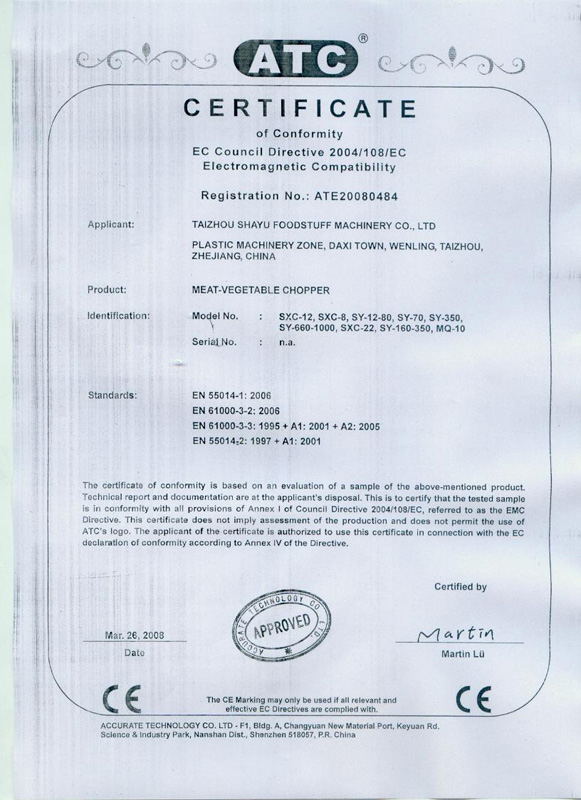 CE CERTIFICATE